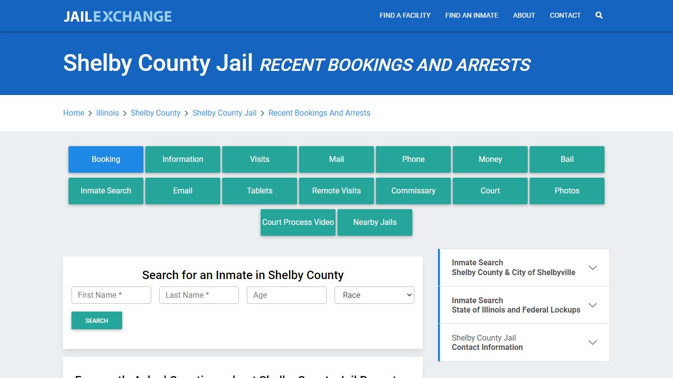 Shelby County Jail IL Recent Arrests and Bookings - Jail Exchange