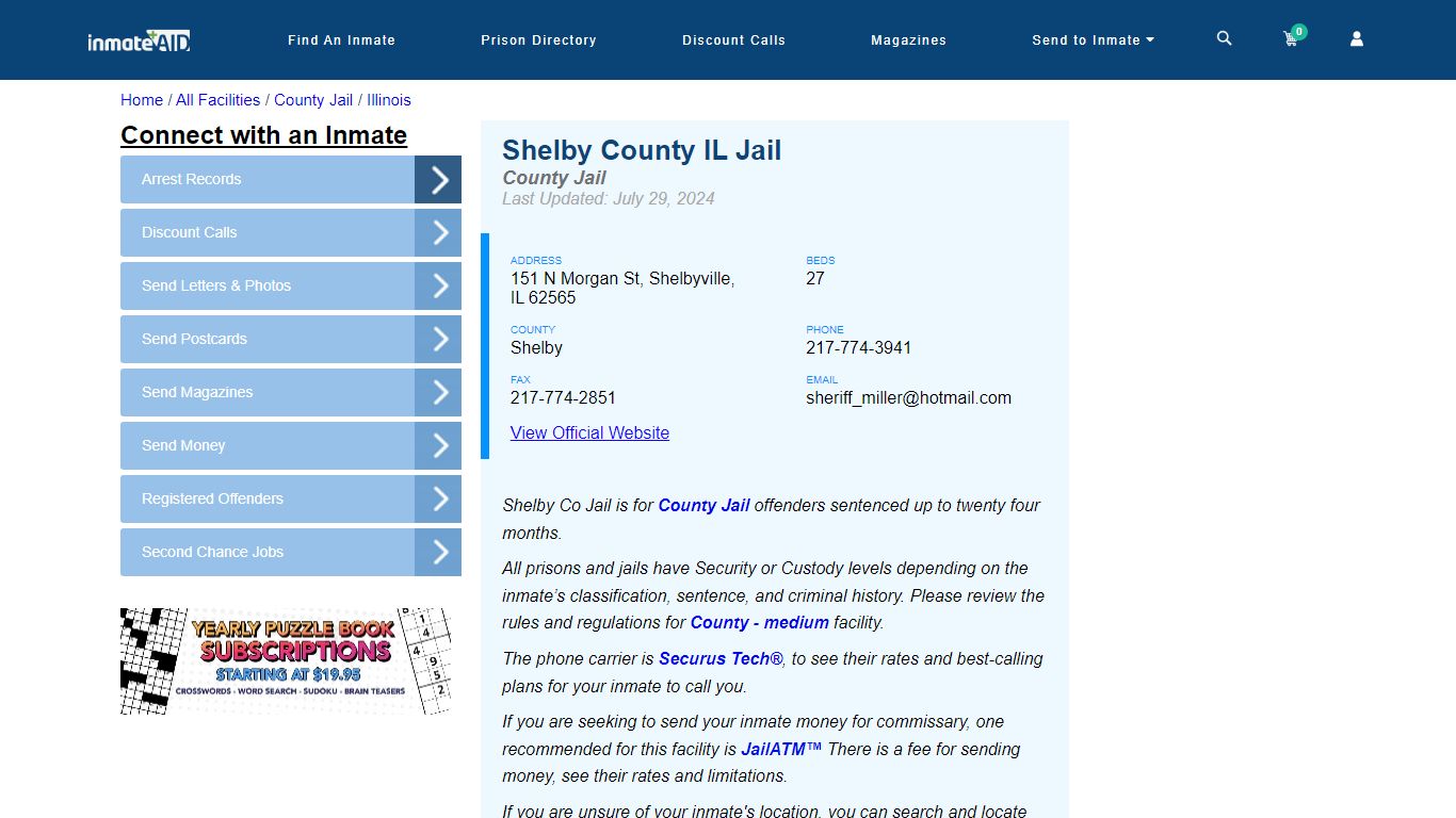 Shelby County IL Jail - Inmate Locator